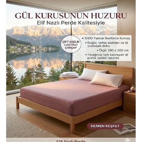 Çift Kişilik Lastikli Çarşaf – Gül kurusu 