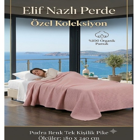 Tek Kişilik Pike -%100 Organik Pamuk-Dört Mevsim Kullanım için - Pudra