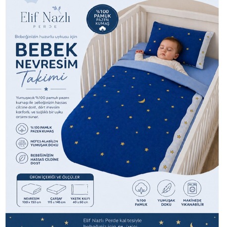 BEBEK NEVRESİM TAKIMI % 100 PAMUK