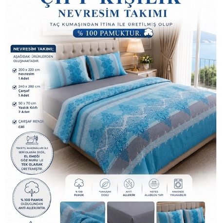 Çift Kişilik Nevresim Takımı -% 100 Pamuk