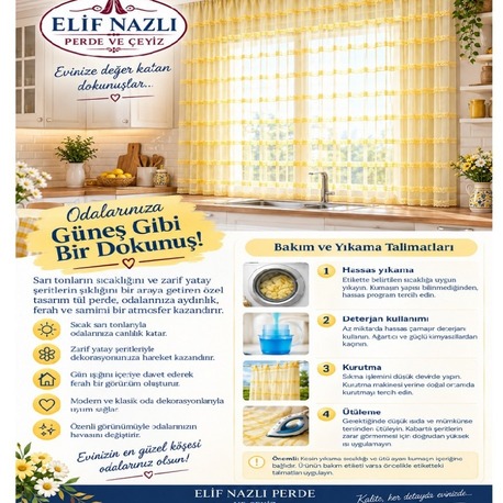 TAÇ COLLECTION -SARI RENKLİ ORGANİZE PELUŞ ŞERİTLİ TÜL