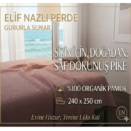 Çift Kişilik Pike - %100 Organik Pamuk -Pudra