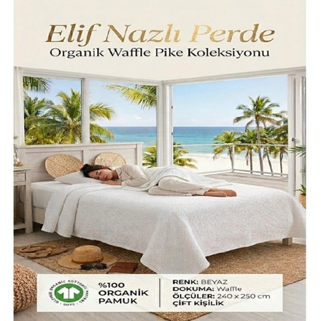 Çift Kişilik Pike - %100 Organik Pamuk -Beyaz