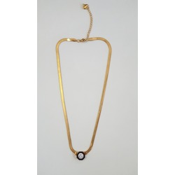 Çelik Zirkon Taşlı Gold Kolye