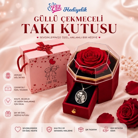 Güllü Çekmeceli Takı Kutusu