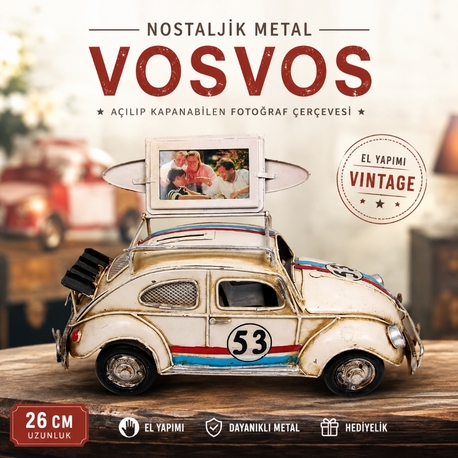 VOSVOS BEYAZ ÇERÇEVELİ DEKORATİF 26 CM