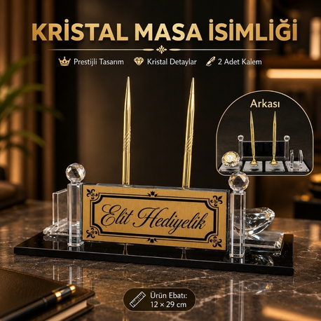 Kristal Masa İsimliği Çift Kalemli