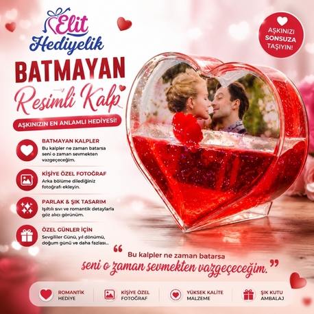 Batmayan Resimli Kalp Çerçevesi