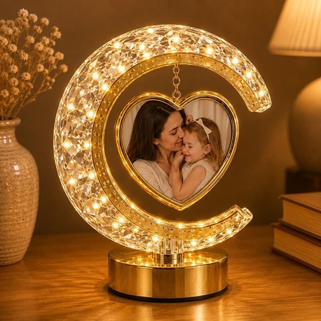 Kristal Ay Kalpli Işıklı Fotoğraf Çerçevesi