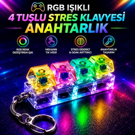 4 Tuşlu Stres Klavyesi Anahtarlık