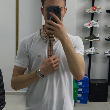 BURBERRY Beyaz Polo Yaka Tişört