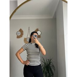 Fitilli Basic Siyah Beyaz Çizgili Basic