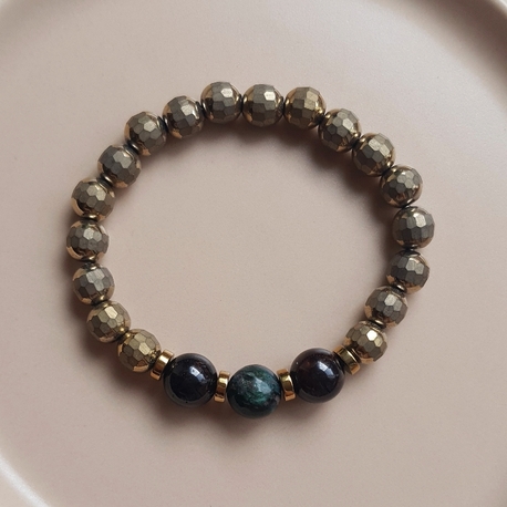 Elpis Hera | Hematit - Garnet - Fuksit Doğal Taş Tasarım Bileklik 