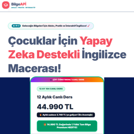 BİLGEAPİ CANLI DERS 12 AY ÜYELİK