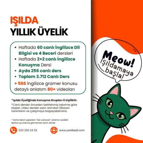 YEŞİL KEDİ - IŞILDA ÜYELİĞİ - YILLIK PAKET
