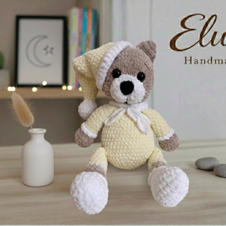 El Yapımı Sevimli Uyku Ayıcık – 35 cm Amigurumi