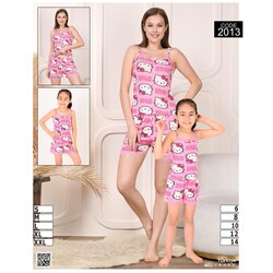 HELLO KİTTY DESEN ÇOCUK ASKILI + ŞORT PİJAMA TAKIMI