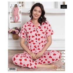 KALPLİ DESEN DÜĞMELİ PİJAMA TAKIMI  
