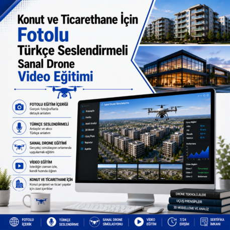 Konut ve Ticarethane İçin Fotolu Türkçe Seslendirmeli Sanal Drone Video Eğitimi