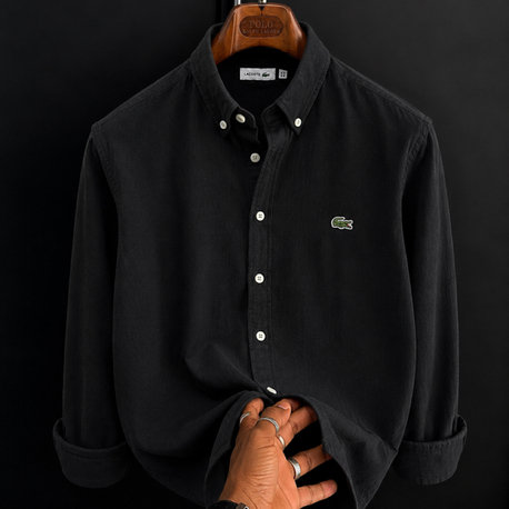Lacoste-Siyah-Ham Keten Gömlek-Yazlık