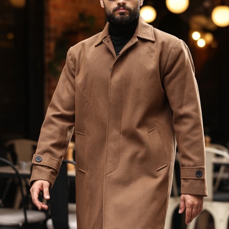 Model kodu: 2501 Taba Erkek Modern Fit Kaşe Kaban 