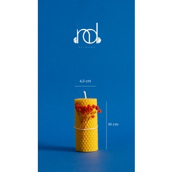 Doğal Petek Balmumu Mum 10Cm x 4.5Cm Sarma Tek Blok Mum 