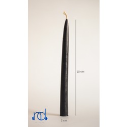 Siyah Standart Şamdan Balmumu Mumu 25Cm x 2Cm