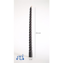 Siyah Konik Burgulu Şamdan Balmumu Mum  ''27.5 cm''