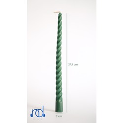 Yeşil Konik Burgulu Şamdan Balmumu Mum  ''27.5 cm''