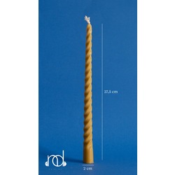 Sarı Konik Burgulu Şamdan Balmumu Mum  ''27.5 cm''