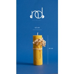 Doğal Petek Balmumu Mum 14Cm x 4.5Cm Sarma Tek Blok Mum 