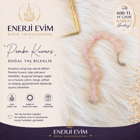Pembe Kuvars Bileklik 