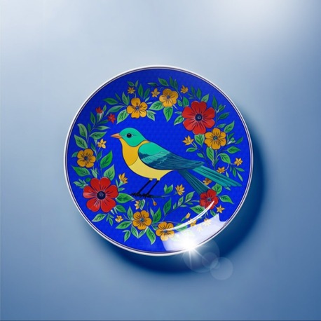 Perforated Stencil 30 cm. - Exotic Motif Sparrow and Flower Branch Tile Plate Pattern
