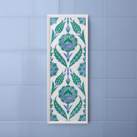 Perforated Stencil 20 x 60 cm. - Vertical Panel Symmetrical Herbal Ulama Tile Pattern