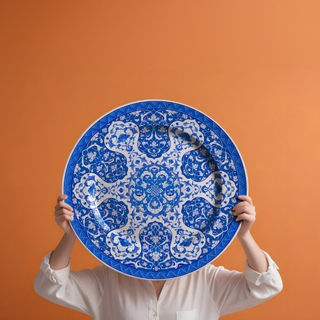 Perforated Stencil 50 cm. - Baba Nakkaş 1510 Rumi Lotus Motif Tile Plate Pattern