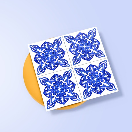 Perforated Stencil 10 x 10 cm – 2 Copies of Vintage Mosaic Rumi Tile Motif Tile Pattern