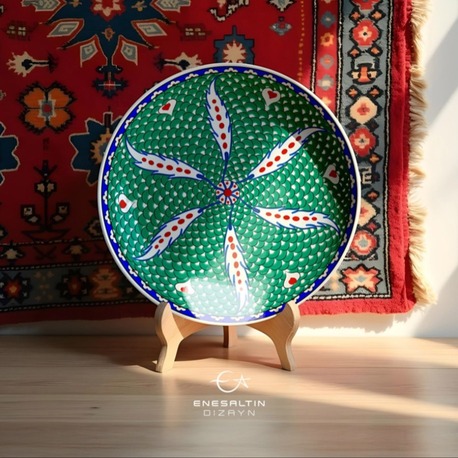 Perforated Stencil - Iznik 1580 Fish Scale Ground Wheel of Fortune Composition Tile Pattern