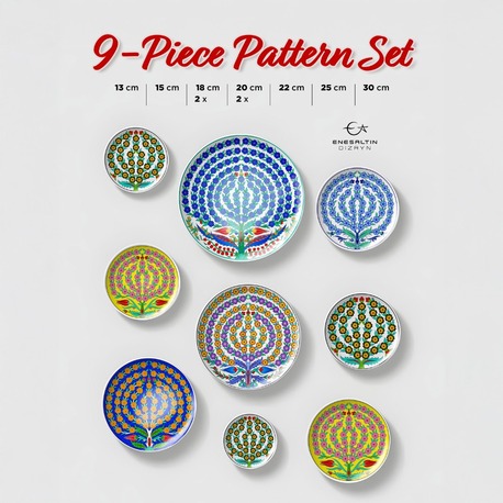 Perforated Stencil Set 9-Piece - Tulip and Carnation Motif Tile Pattern