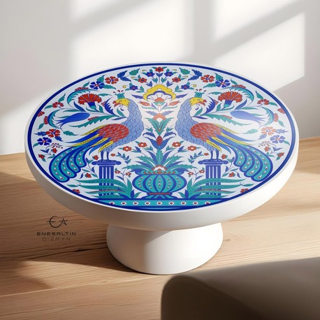 Perforated Stencil 30 cm. - Kütahya Tile Pattern with Double Peacock Motif