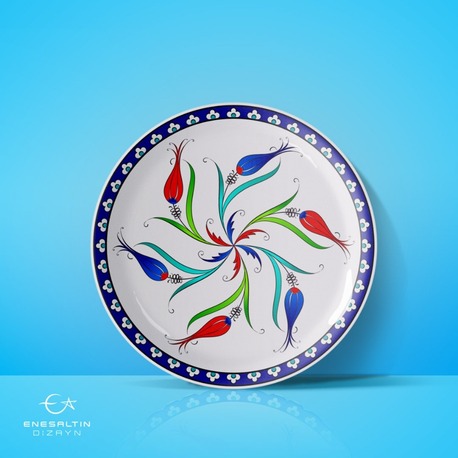 Perforated Stencil 22 cm. - Tile Pattern with Six Tulip Motifs