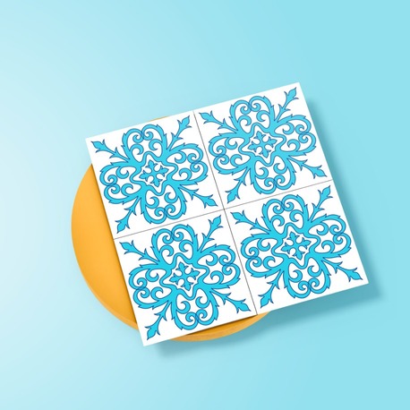 Perforated Stencil 10 x 10 cm – 2 Copies of Vintage Mosaic Tile Motif Tile Pattern