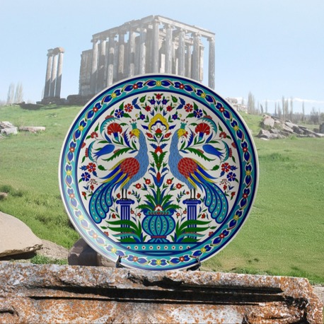 Perforated Stencil 40 cm. - Kütahya Tile Pattern with Double Peacock Motif