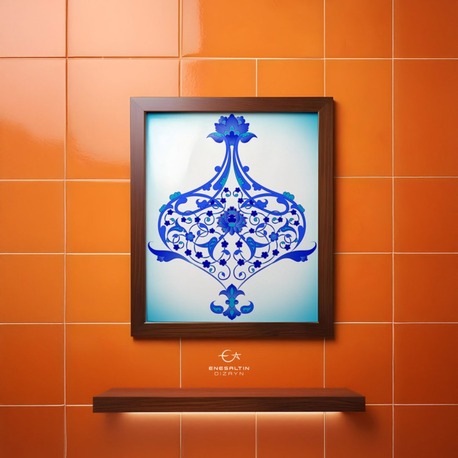 Perforated Stencil 25 x 30 cm. - Rumi Tile Pattern with Illumination Decoration Şemse Motif