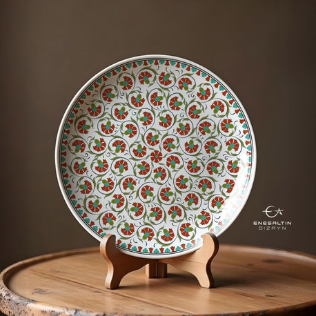 Perforated Stencil 30 cm. - Kutahya Classic Single Carnation Tile Plate Pattern