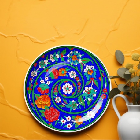 Perforated Stencil 30 cm. - Swirl Tile Plate Pattern with Plant Motifs