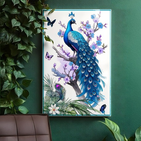 Perforated Stencil 40x60 cm. Oversized - Exotic Peacock Motif Tile Pattern
