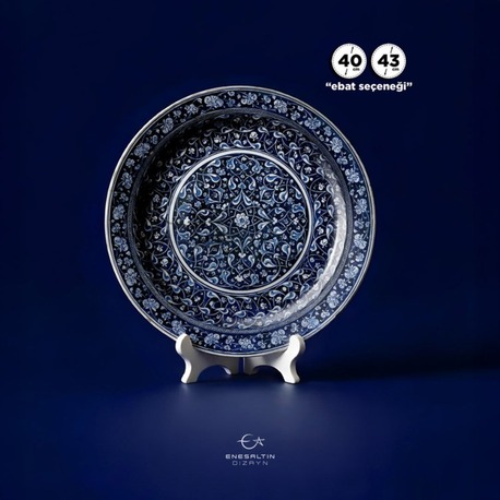 Perforated Stencil 40 / 43 cm - Baba Nakkaş 1481 Rumi Lotus Peony Debbane Tile Plate Pattern