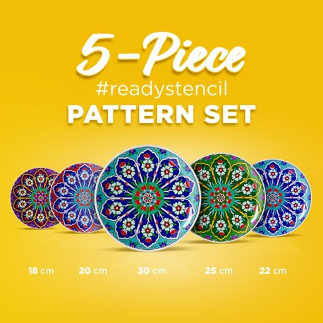 Perforated Stencil Set 5-Piece - Penc Passionflower Tile Plate Pattern