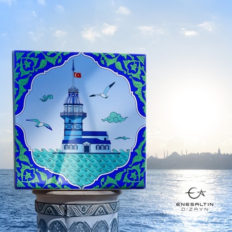 Perforated Stencil 30 x 30 cm. - Istanbul Maiden's Tower Rumi Arched Motif Tile Pattern