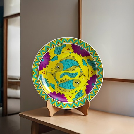 Perforated Stencil 30 cm. - Seljuk Double Fish Motif Tile Plate Pattern